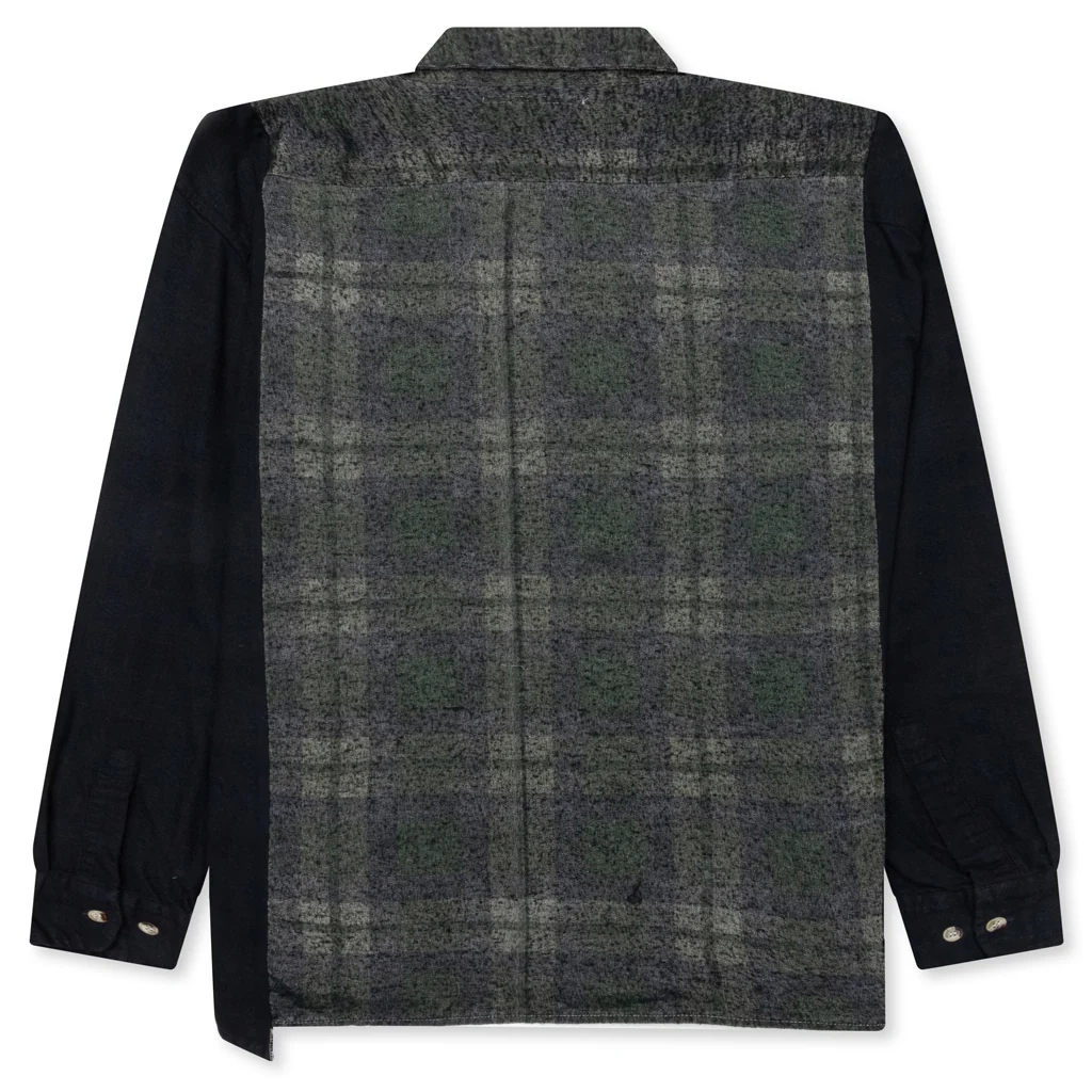 Over Dyed Ribbon Wide Shirt - Black - Image 2