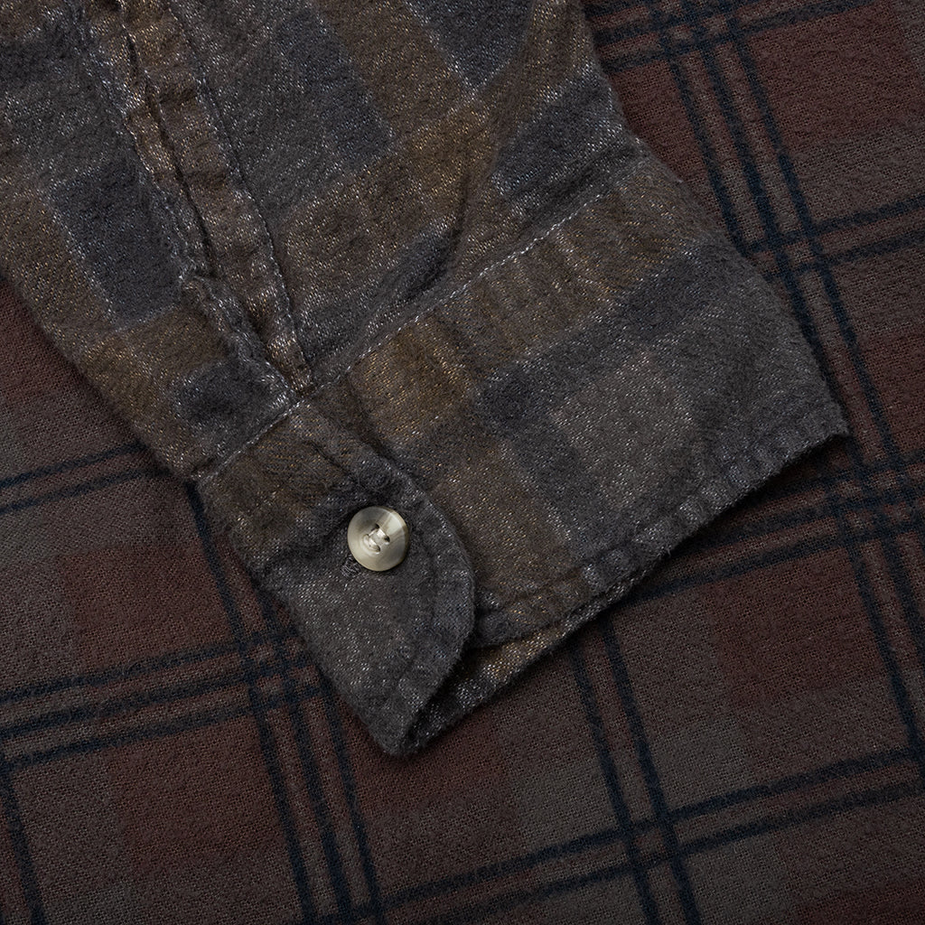 Over Dyed Ribbon Wide Shirt - Brown - Image 4