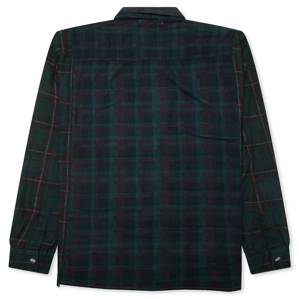 Over Dyed Ribbon Wide Shirt - Green - Image 2