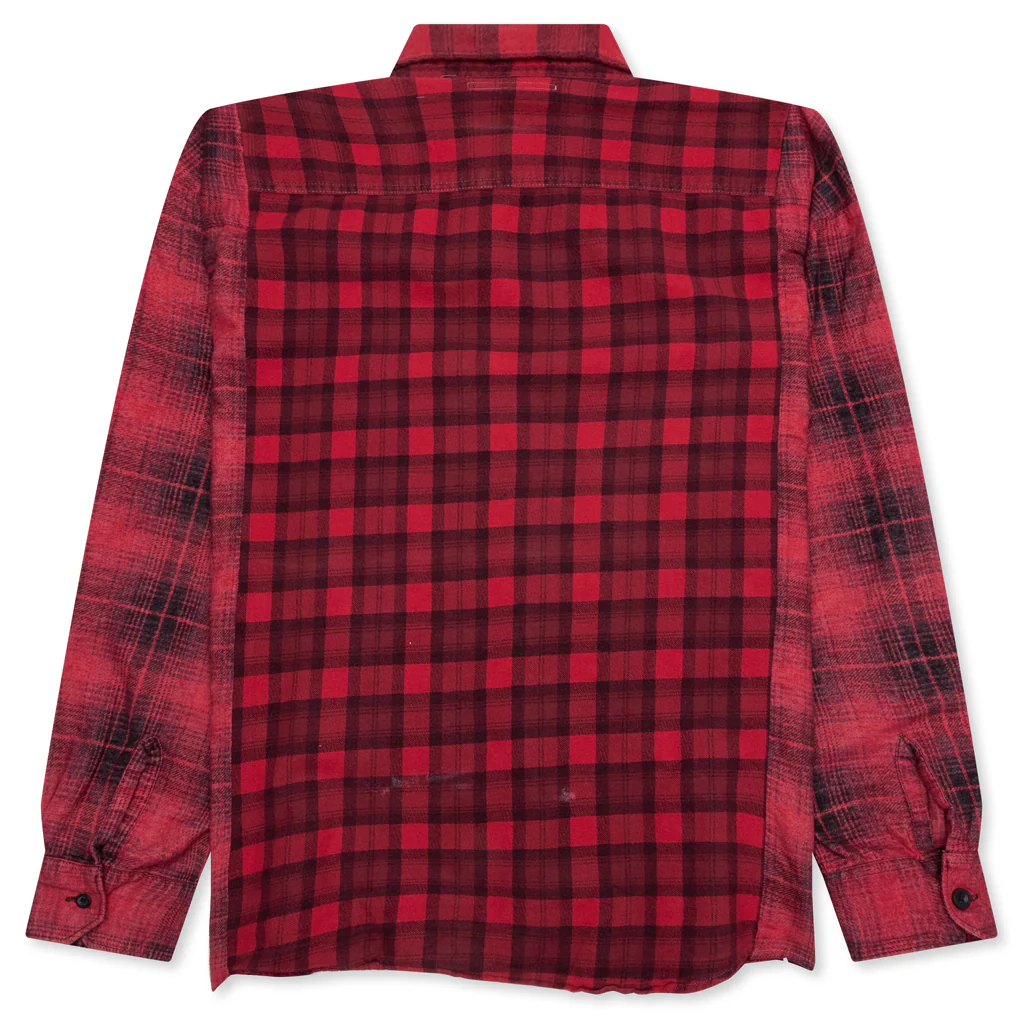 Over Dyed Ribbon Wide Shirt - Red - Image 2