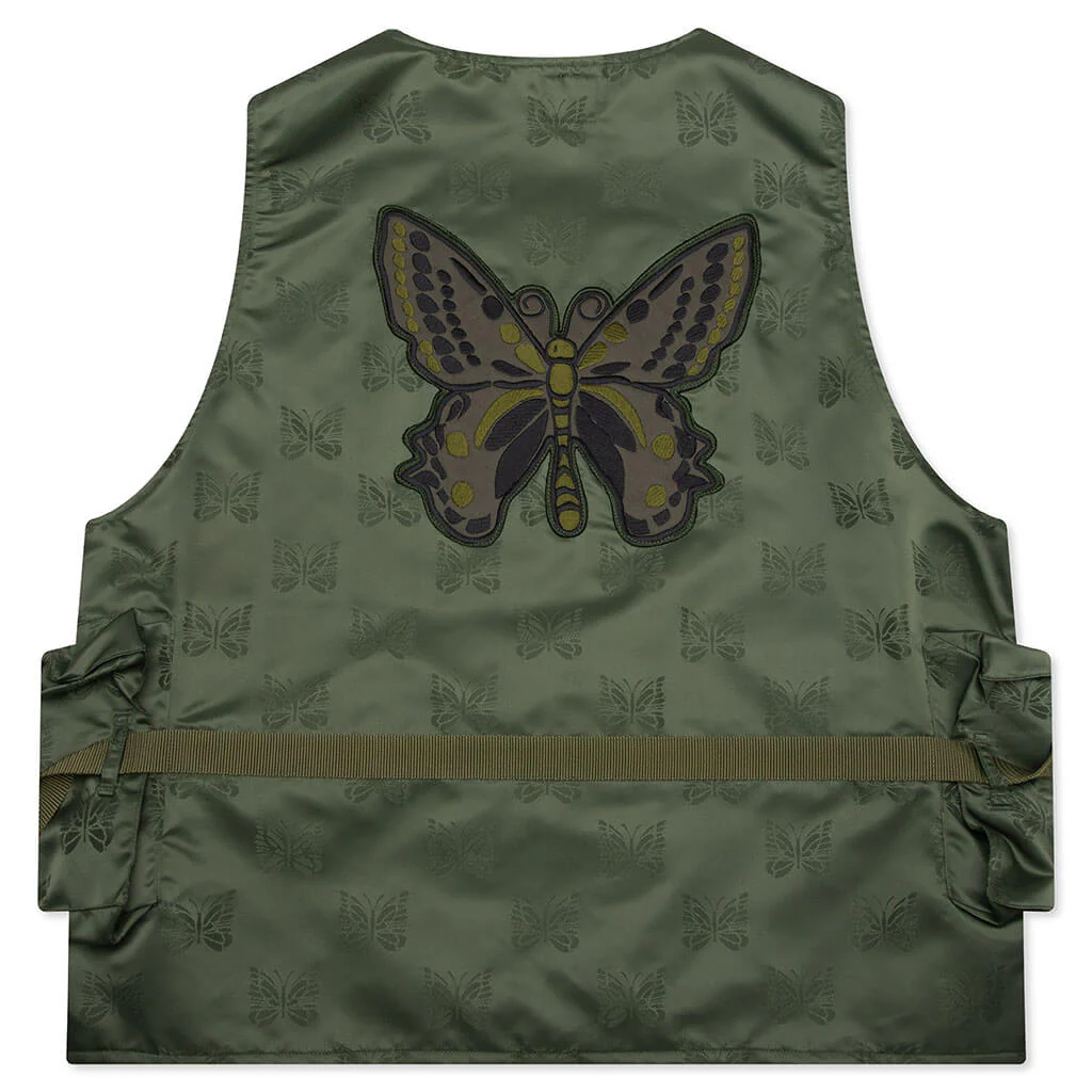 Papillon Jacquard Sateen Radio Vest - Olive - Image 2
