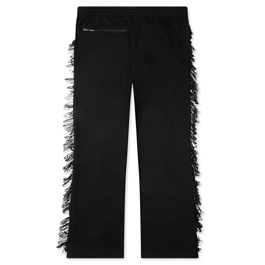 Rayon Jersey Fringe Boot-Cut Track Pant - Black - Image 2