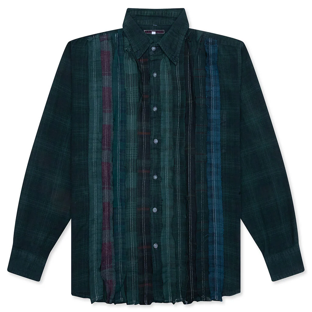 Ribbon Over Dye Flannel Shirt - Dark Green