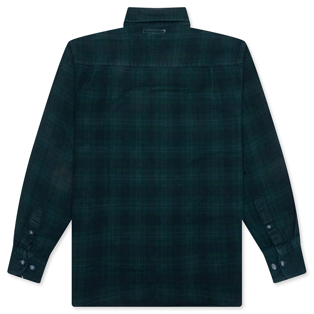 Ribbon Over Dye Flannel Shirt - Dark Green - Image 2