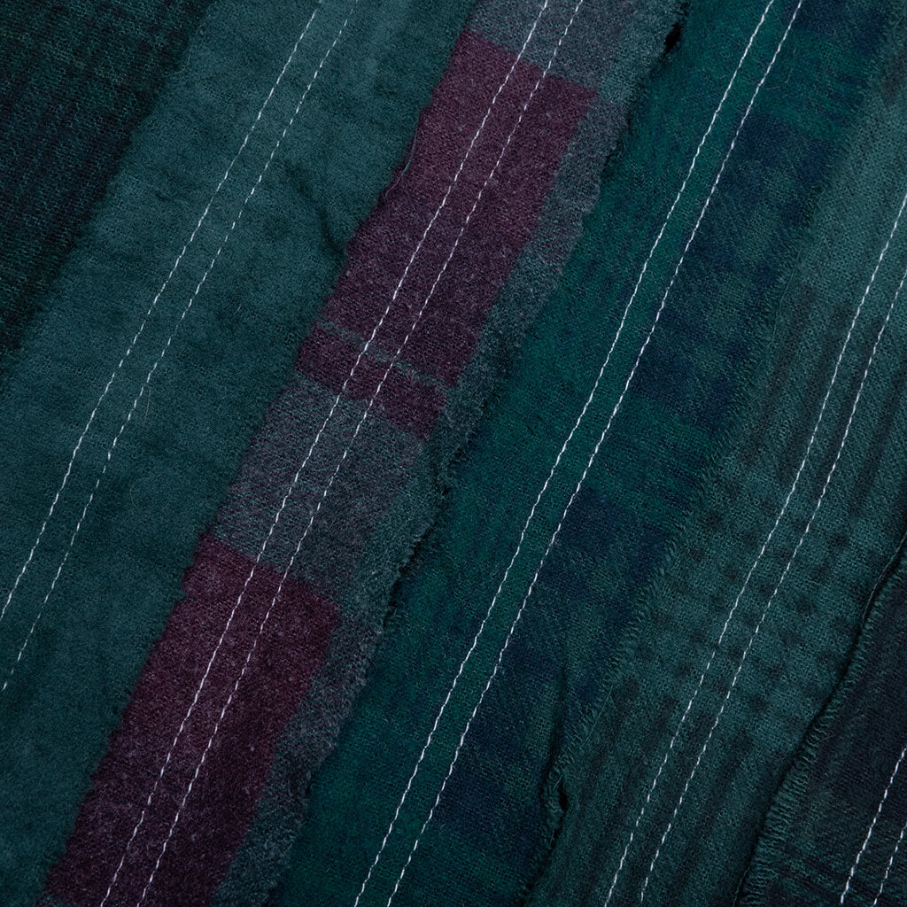 Ribbon Over Dye Flannel Shirt - Dark Green - Image 4