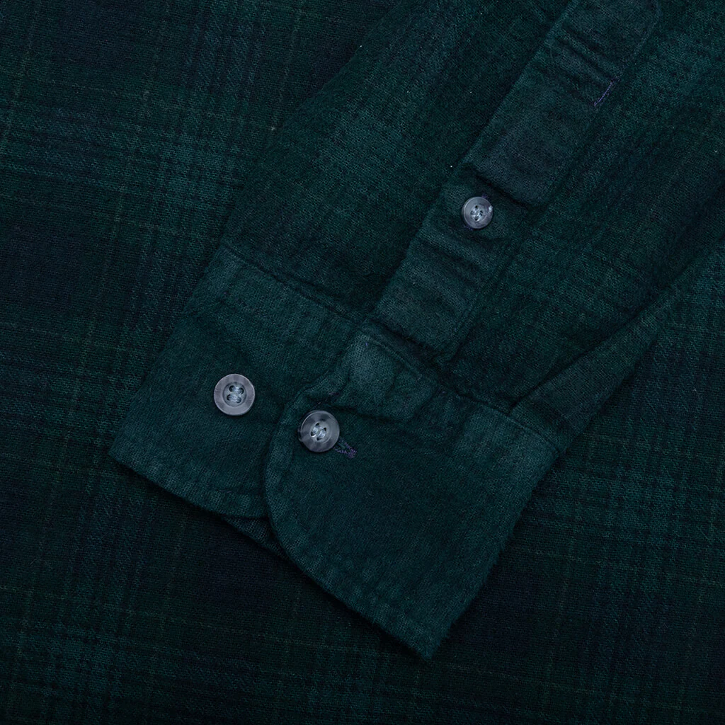 Ribbon Over Dye Flannel Shirt - Dark Green - Image 5