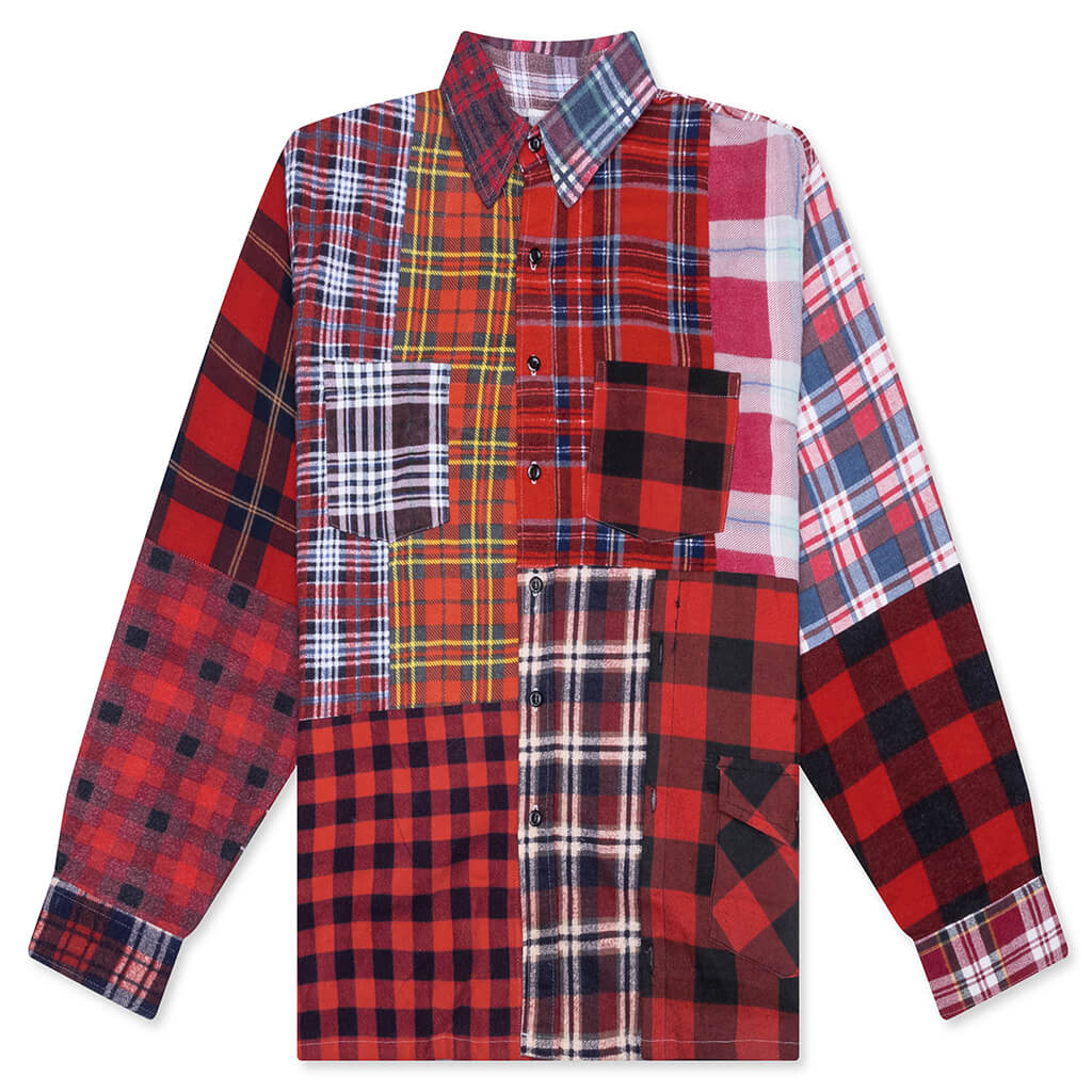 Straight Hem Flannel Shirt - Assorted