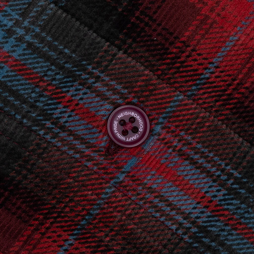 Corduroy Check Shirt L/S - Red - Image 3
