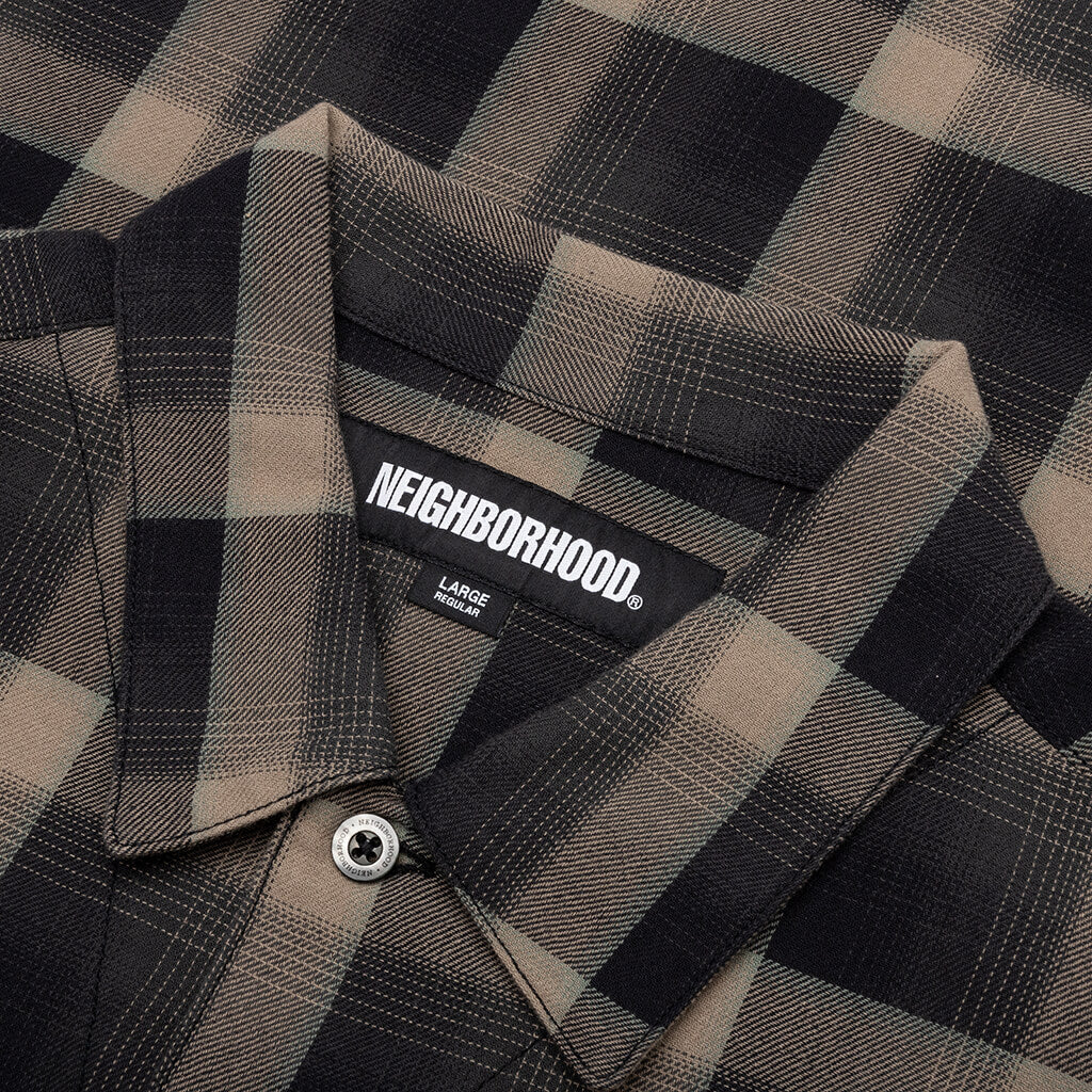 Half Hombre Check Shirt L/S - Beige - Image 3
