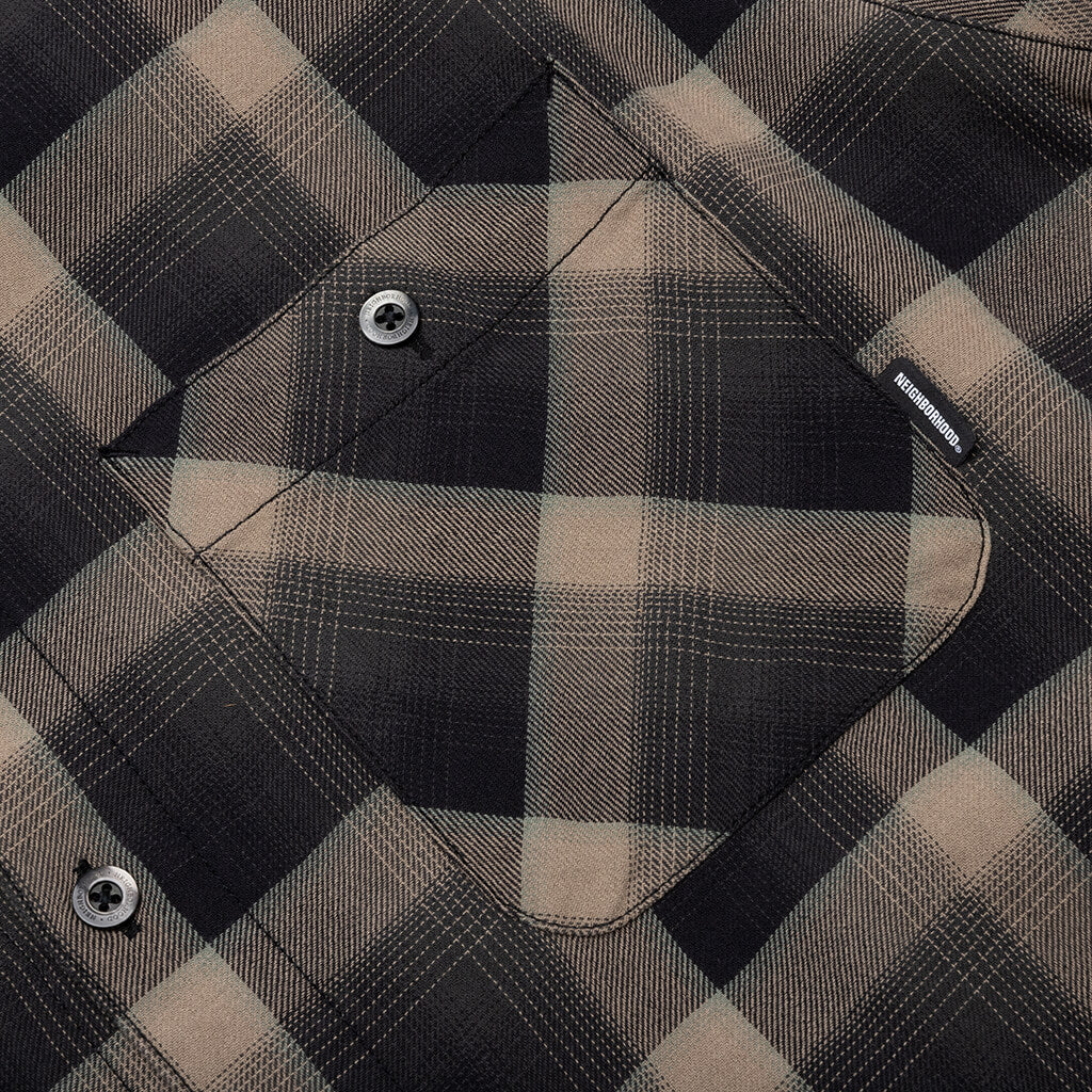 Half Hombre Check Shirt L/S - Beige - Image 4