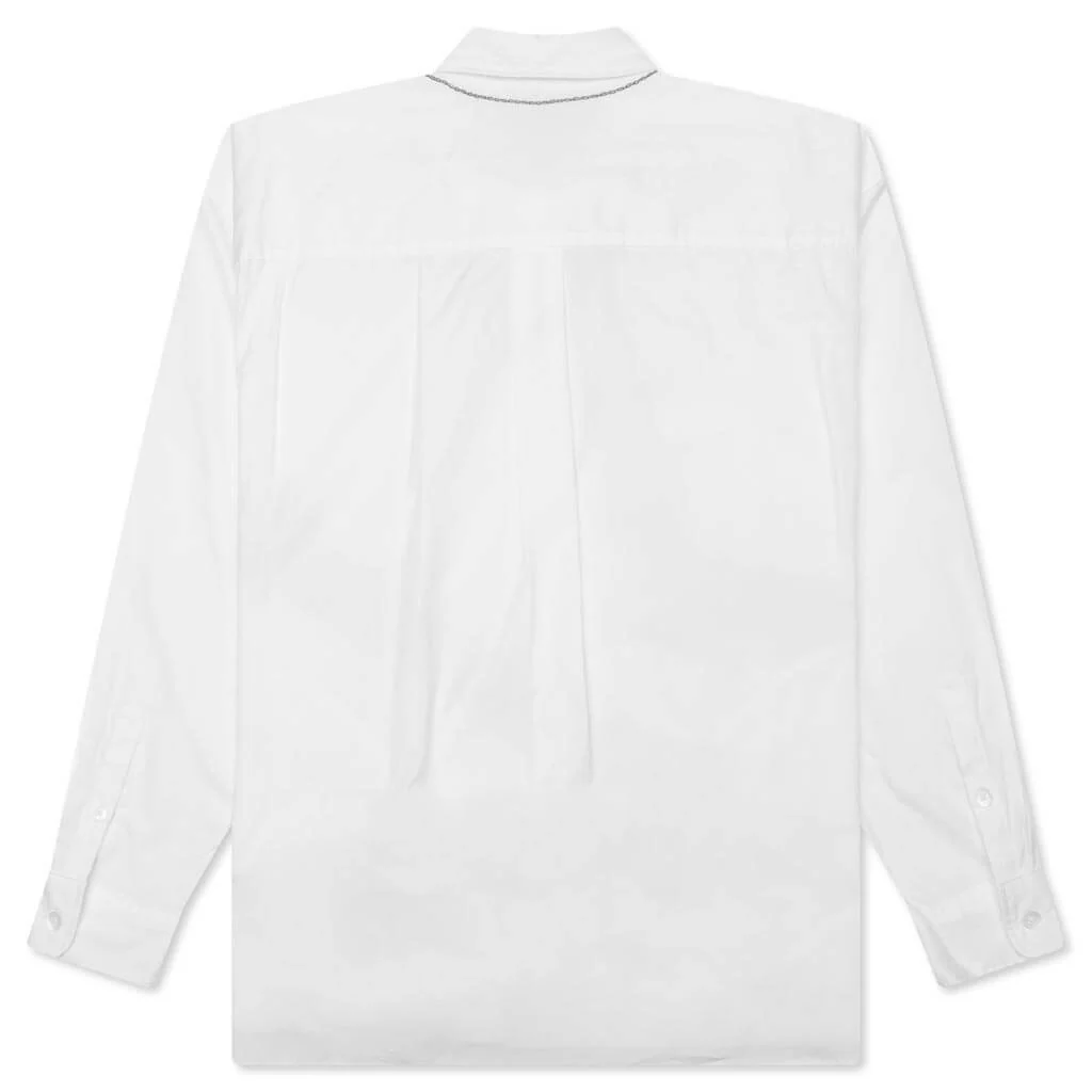 Medal & Cross Embroidery L/S Shirt - White - Image 2