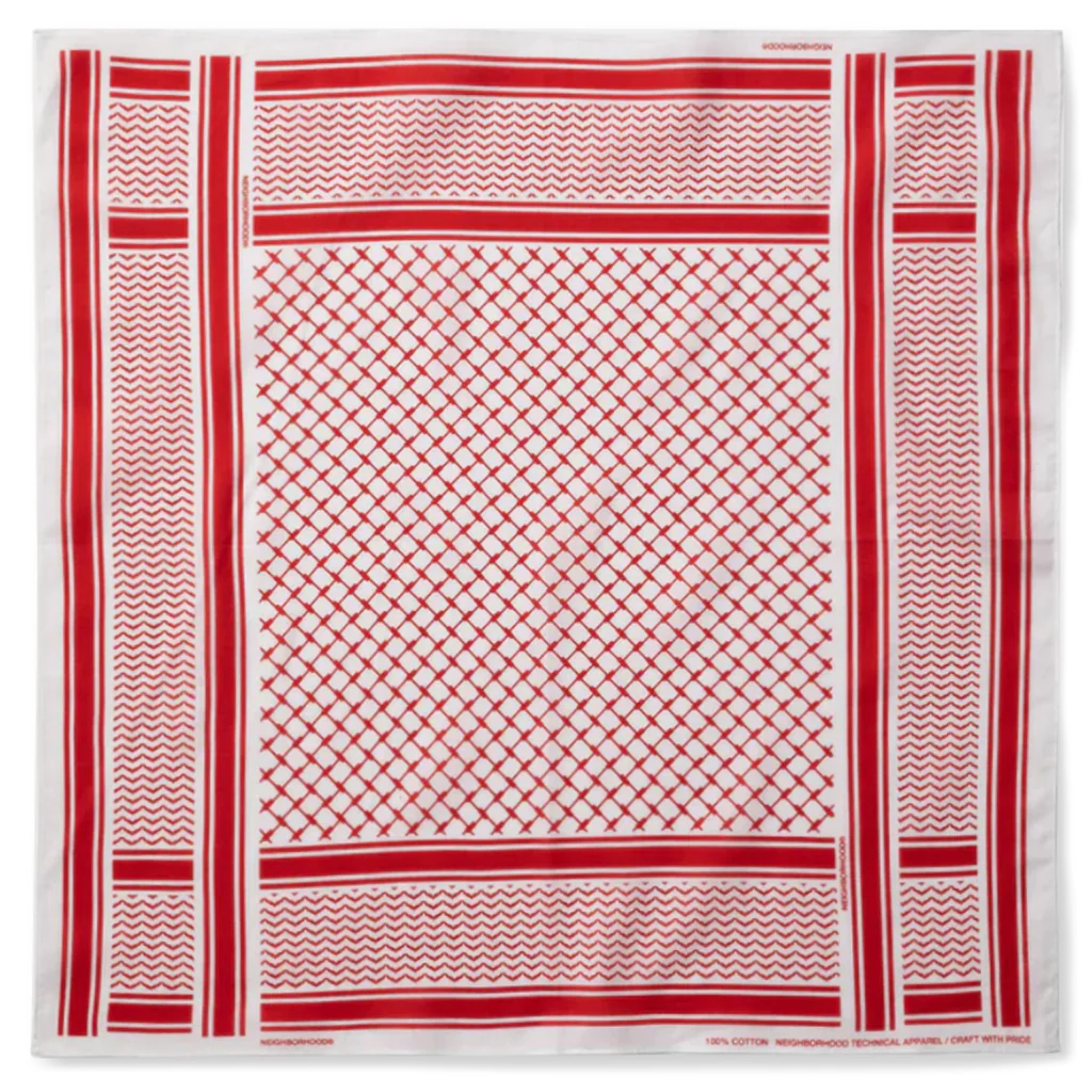 Shemagh Pattern Bandana - White/Red