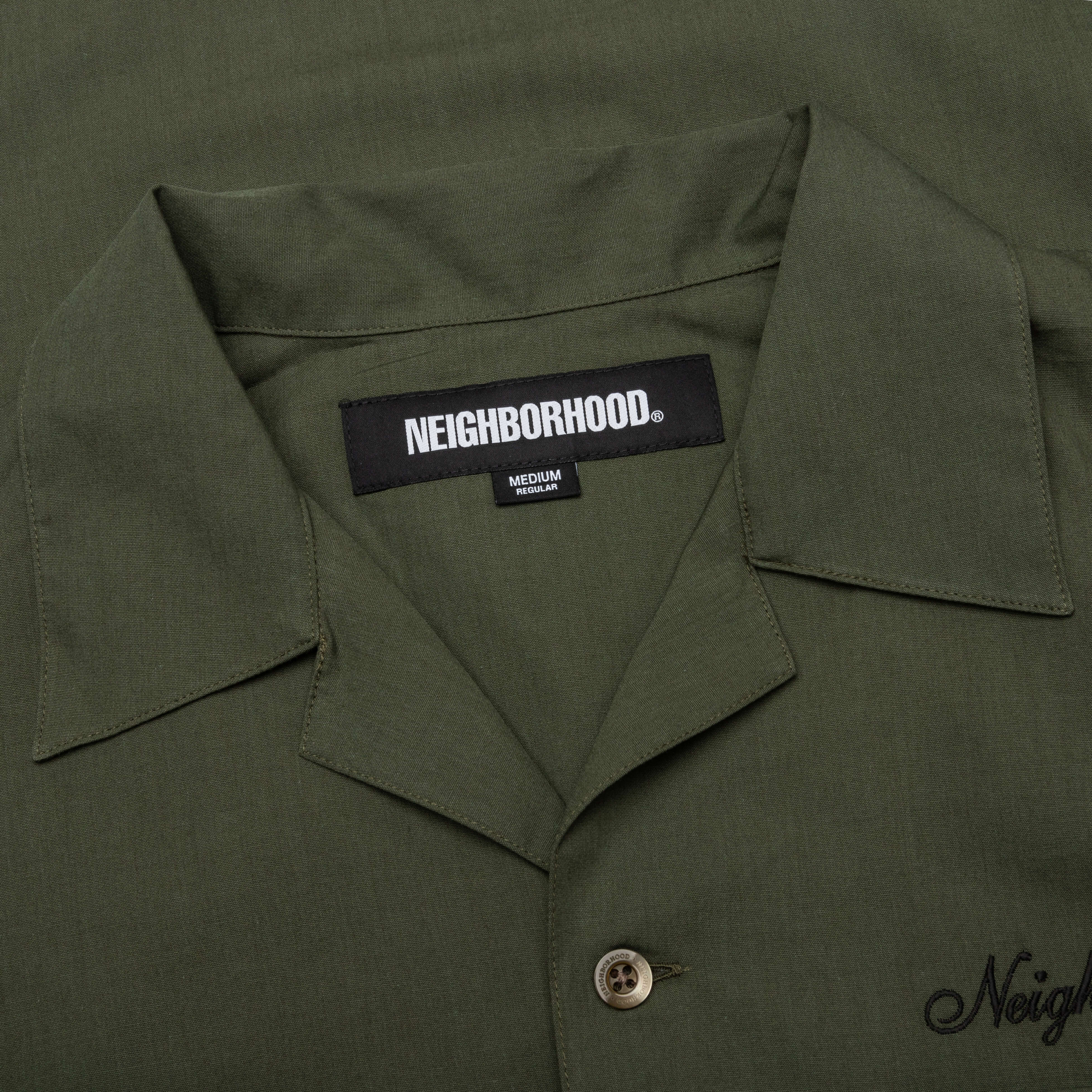 Solid Color Hawaiian S/S Shirt - Olive Drab - Image 3