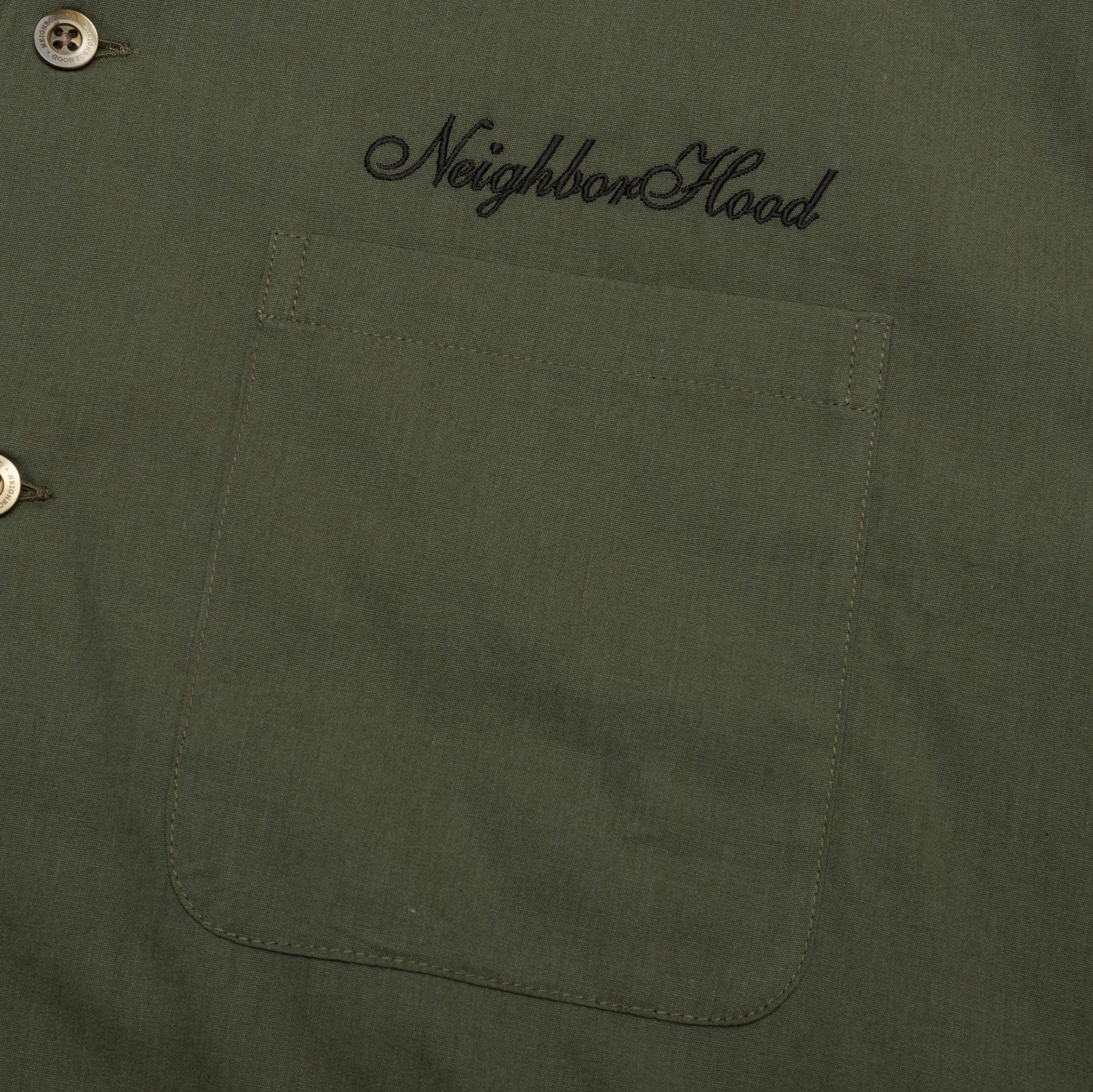 Solid Color Hawaiian S/S Shirt - Olive Drab - Image 5