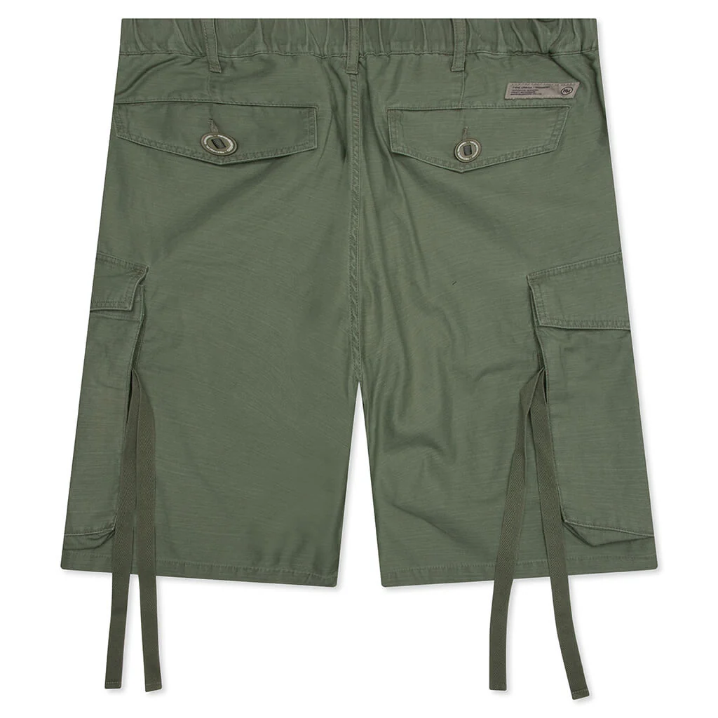 Wide Cargo Short Pants - Olive Drab - Image 2