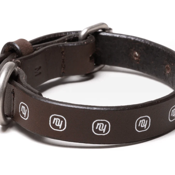 Wide Leather Dog Collar - Brown - Image 2