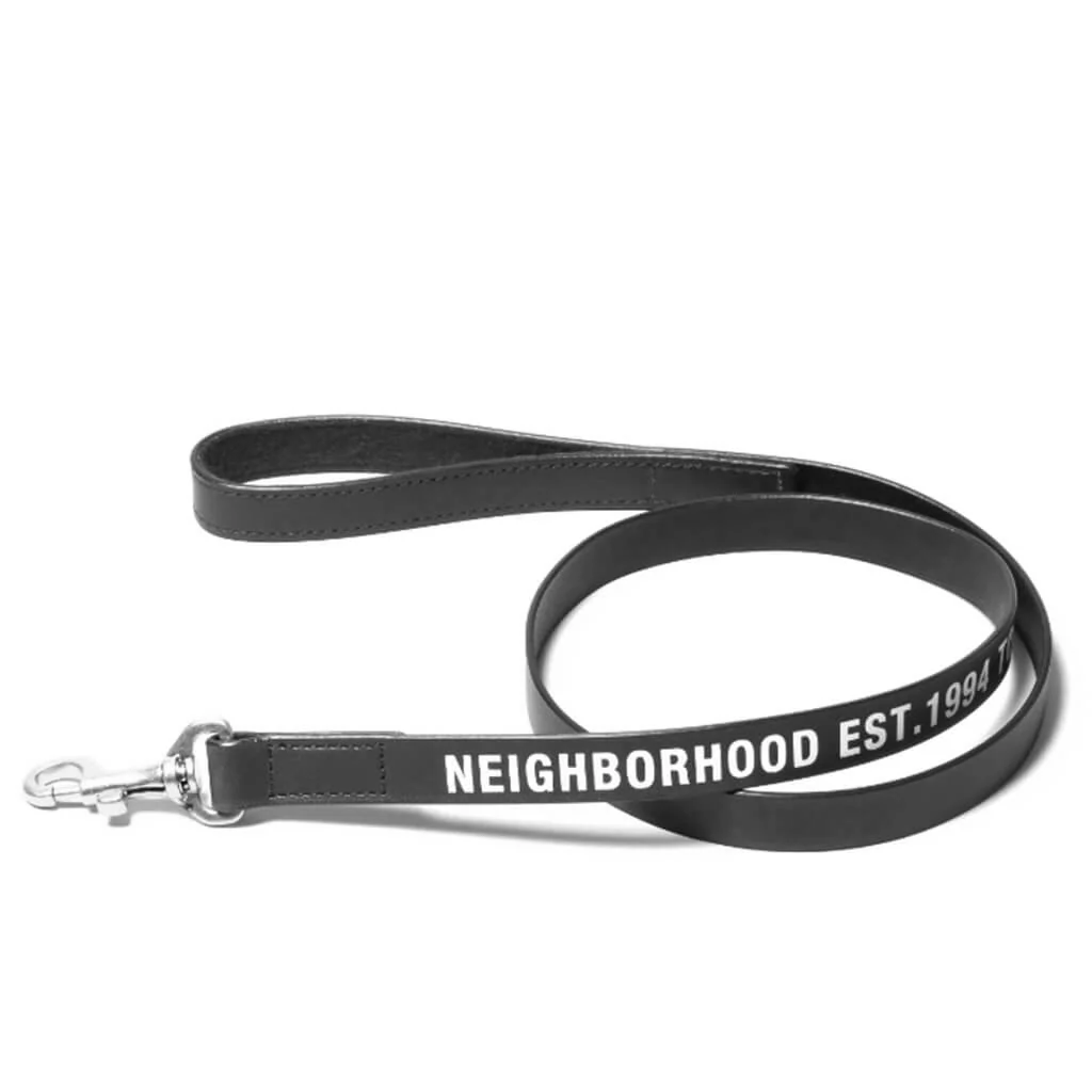 Wide Leather Dog Leash - Black