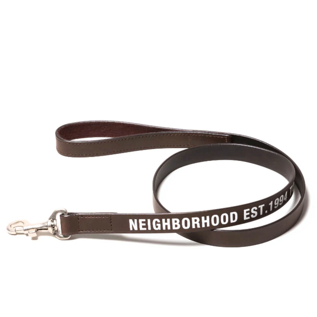 Wide Leather Dog Leash - Brown
