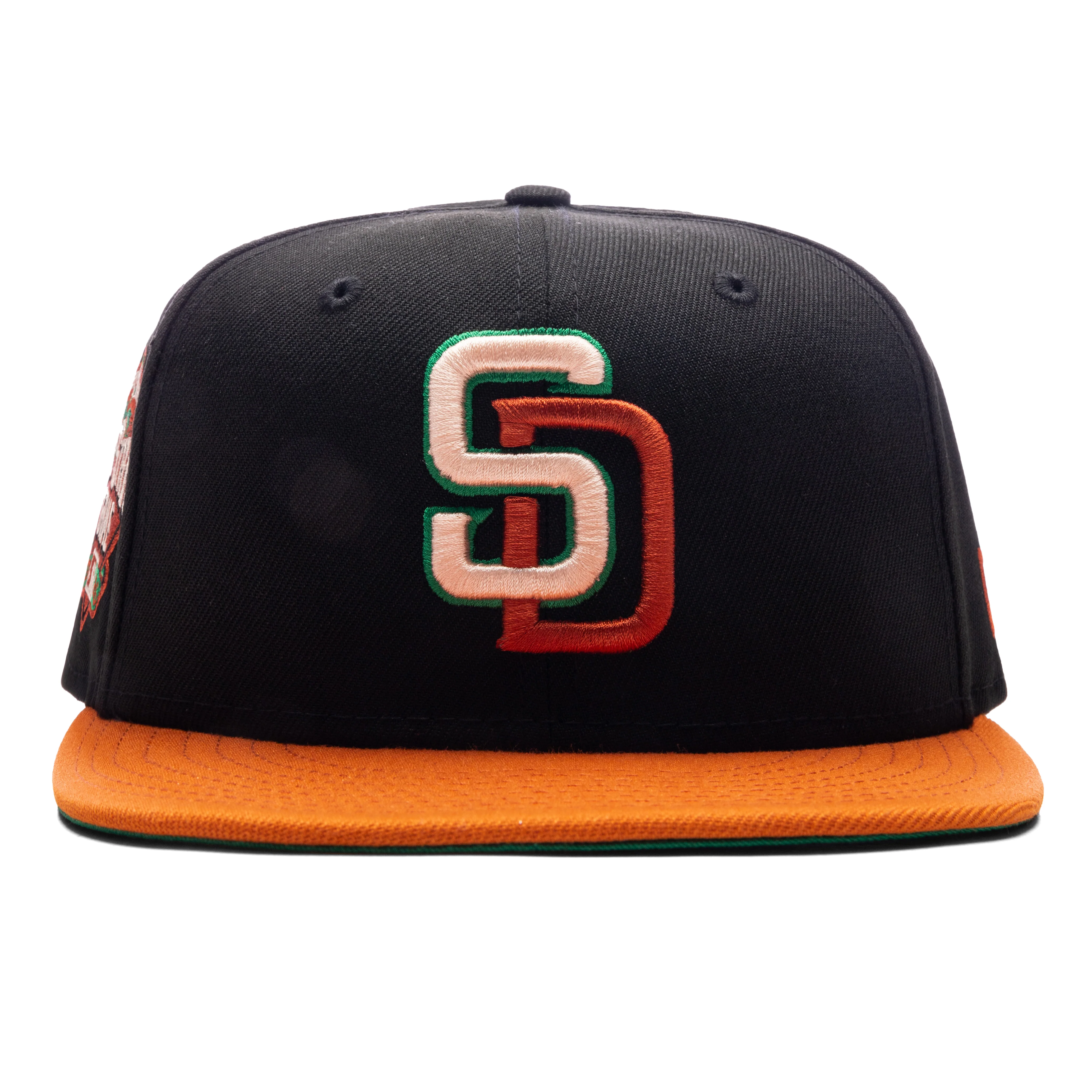 FEATURE x New Era 59FIFTY Fitted SD Padres Cooperstown - Black/Fight Orange/Twill Green