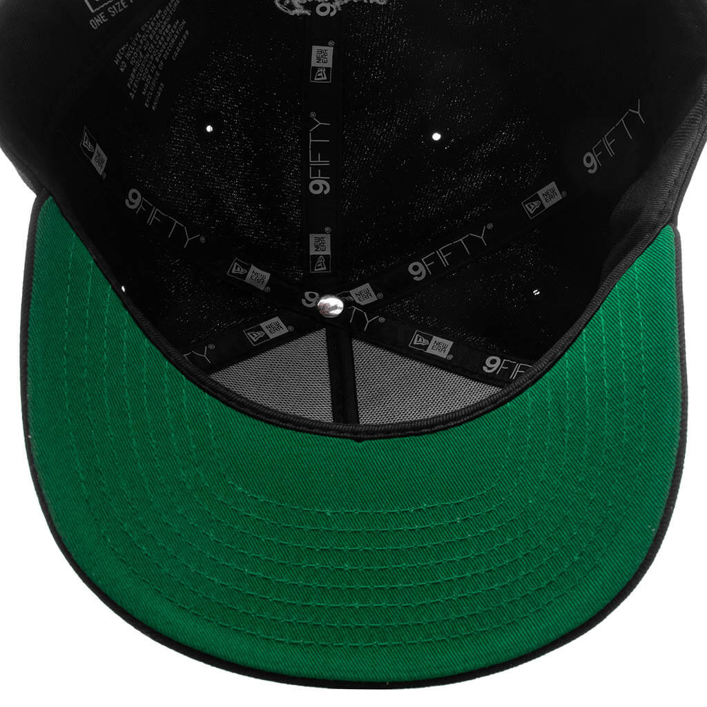 FEATURE x New Era 9FIFTY A-Frame Snapback Curve 'LV' Bones - Black/Twill Green - Image 6