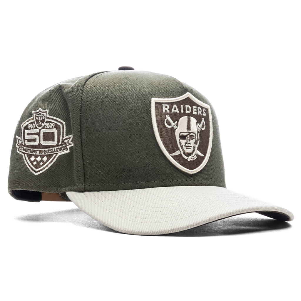 FEATURE x New Era 9Fifty A-Frame Snapback Las Vegas Raiders - Olive/Stone - Image 3