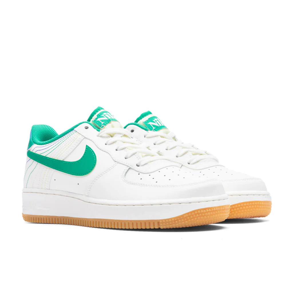 Air Force 1 (GS) 'Heel Stich' - Sail/Stadium Green/Med Soft Pink - Image 2