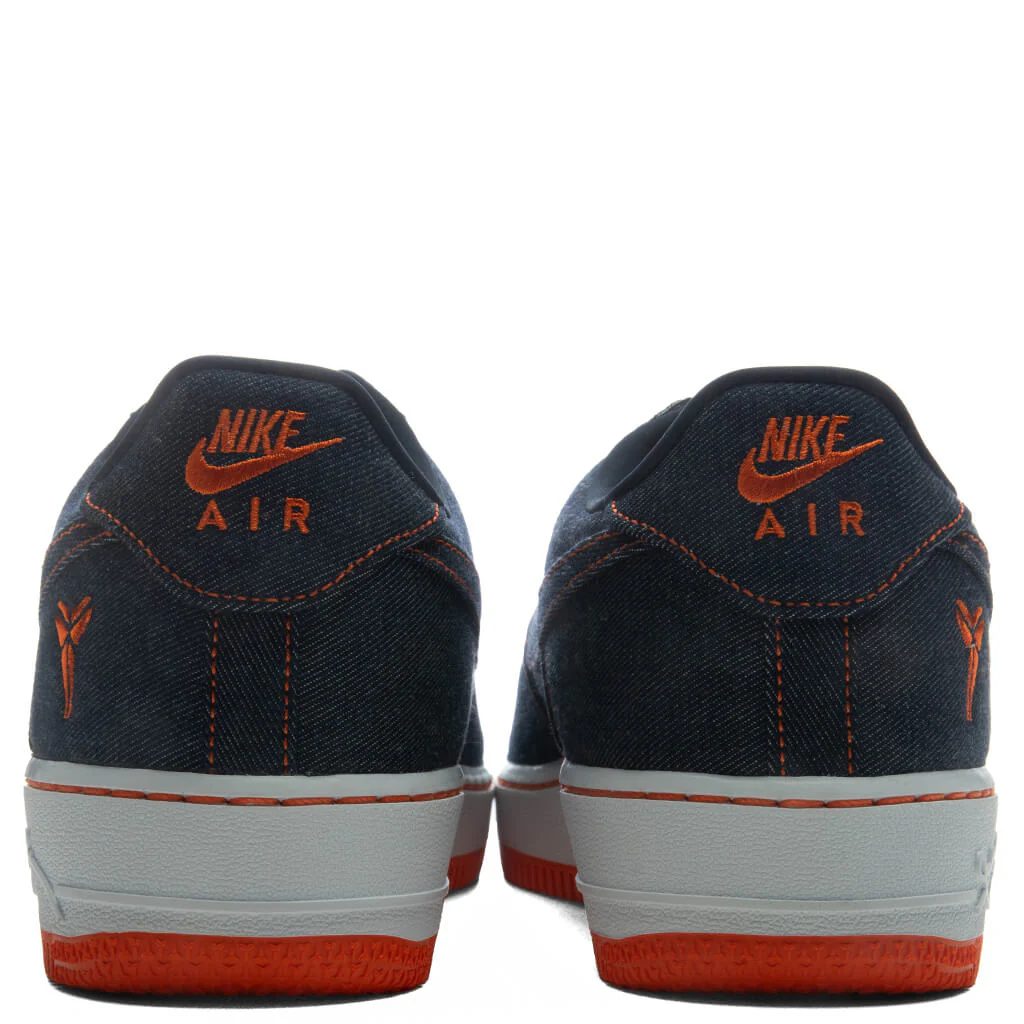 Nike x Kobe Bryant Air Force 1 Low 'Denim' - Obsidian/Safety Orange/White - Image 6