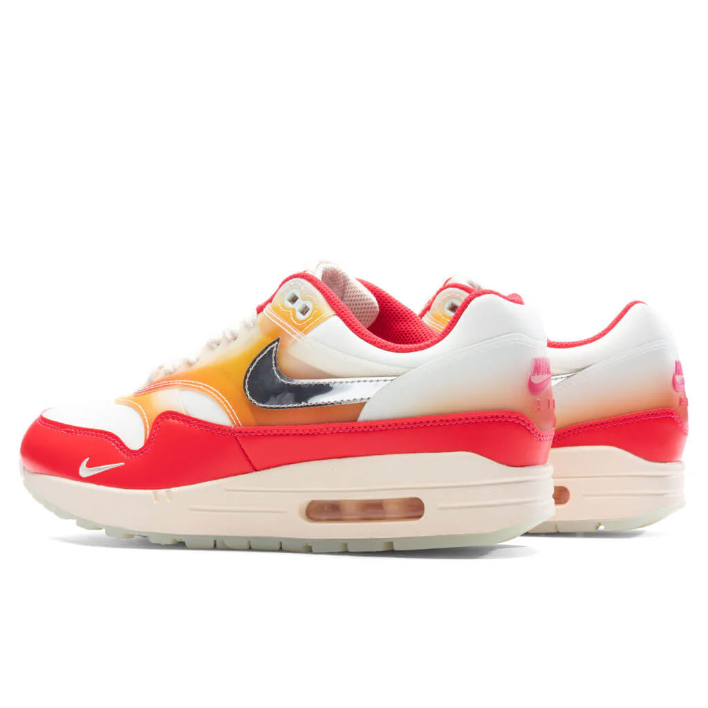 Women's Air Max 1 '87 PRM 'Soft Vinyl' - Sail/Metallic Silver/Siren Red - Image 3