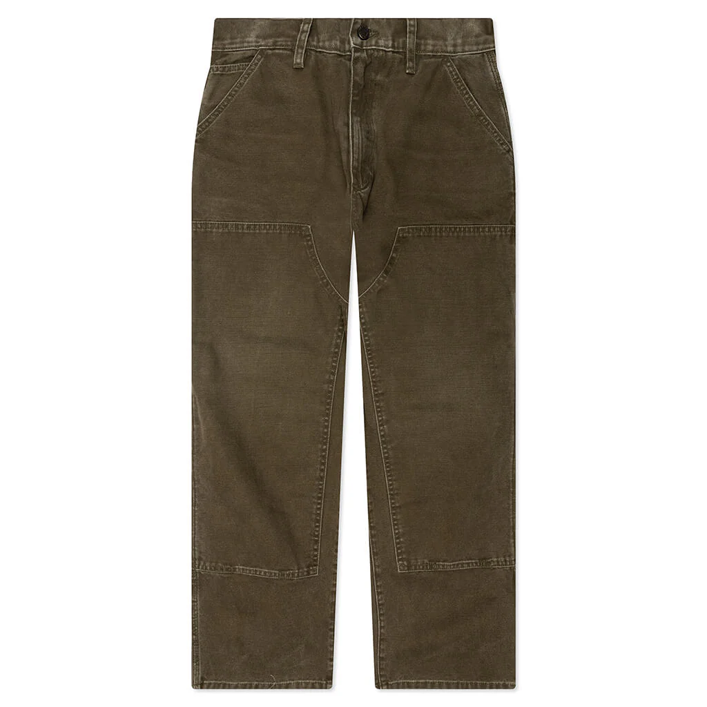 Canvas Double Knee Work Pant - Washed Moss Green