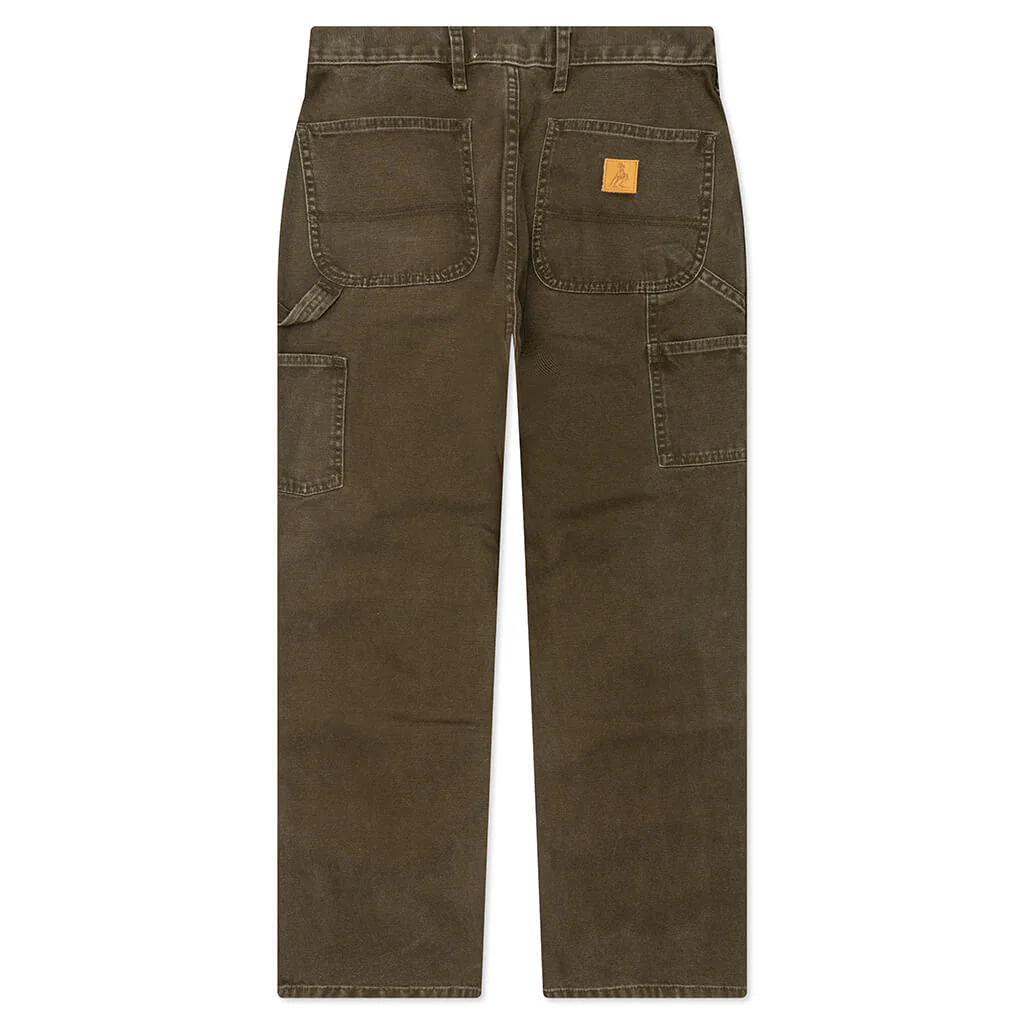 Canvas Double Knee Work Pant - Washed Moss Green - Image 2