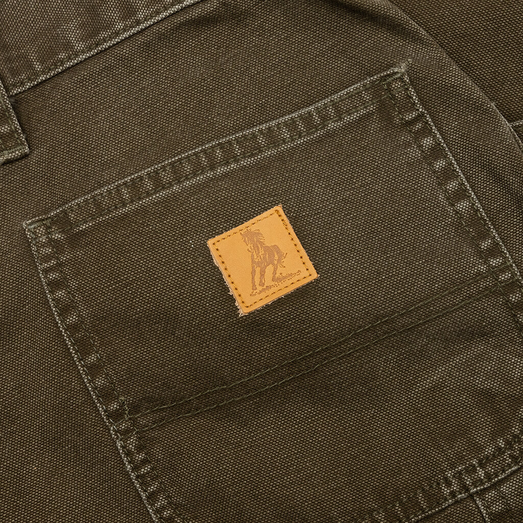 Canvas Double Knee Work Pant - Washed Moss Green - Image 4