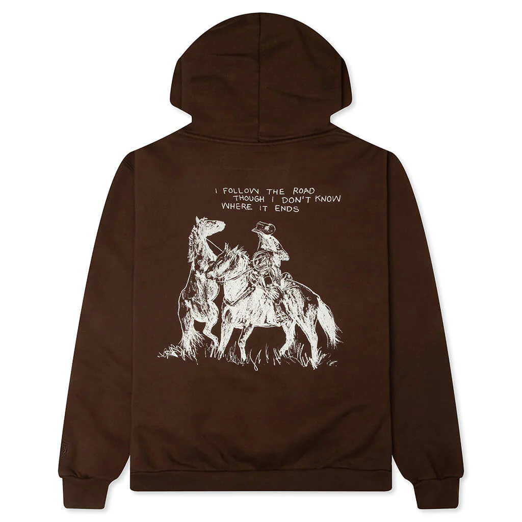 Follow The Road Pullover Hoodie - Dark Brown - Image 2