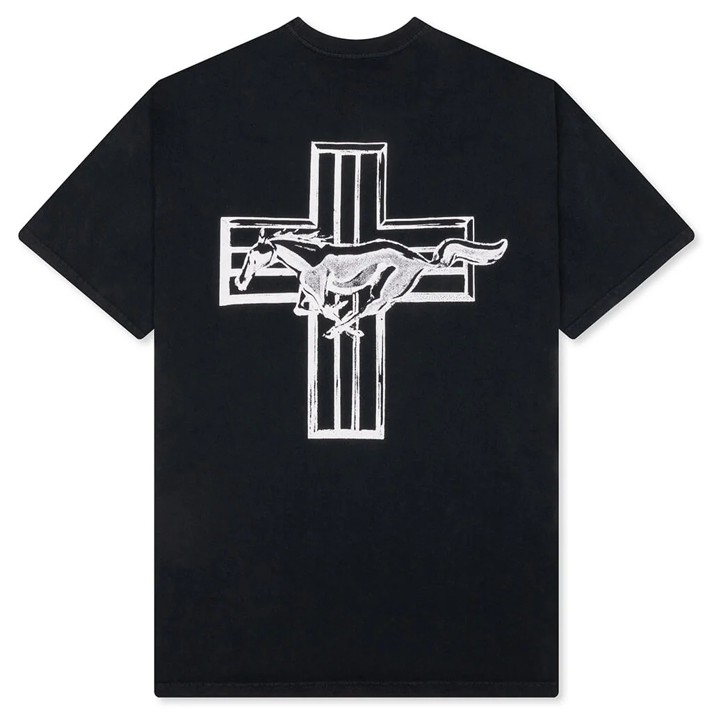 Mustang Cross T-Shirt - Hard Washed Black - Image 2