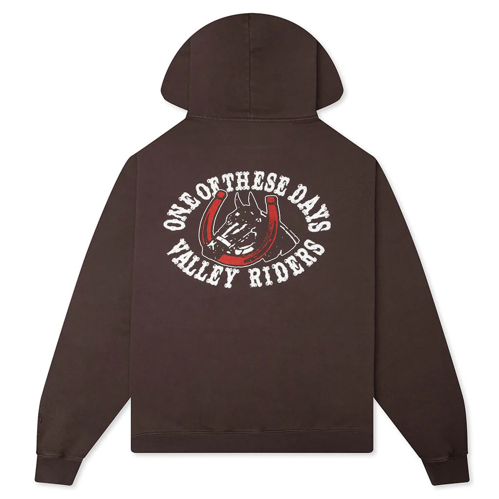 Valley Riders Zip Up Hoodie - Sun Faded Washed Brown - Image 2