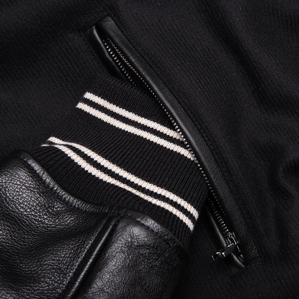 Oversized Eagle Varsity Jacket - Black - Image 5