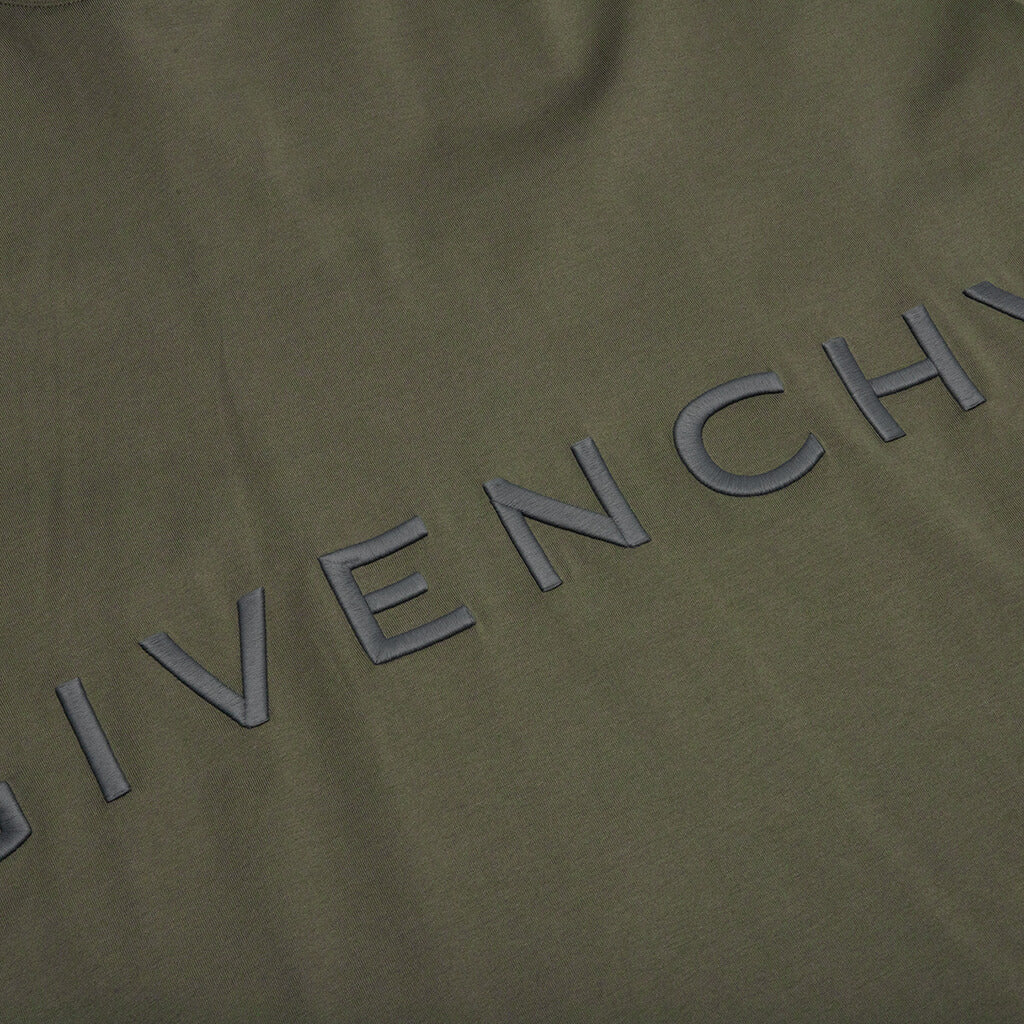 Oversized Fit Givenchy Embroidery T-Shirt - Greyish Green - Image 3