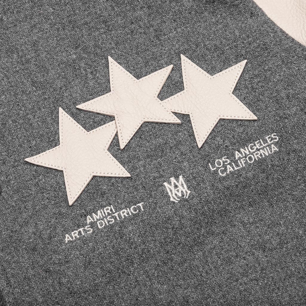 Oversized Stars Varsity Jacket - Grey - Image 4
