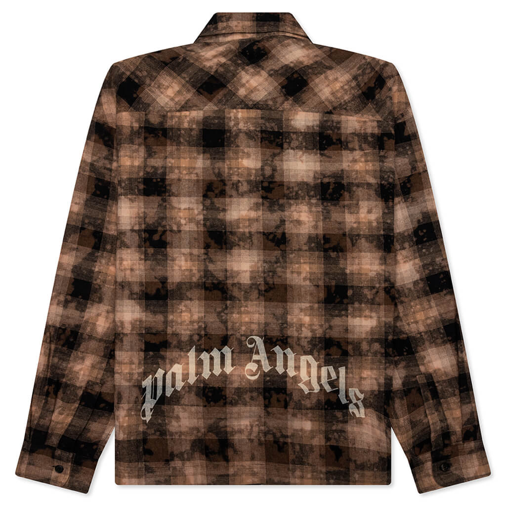 Curved Logo Check Shirt L/S - Brown/Off-White - Image 2
