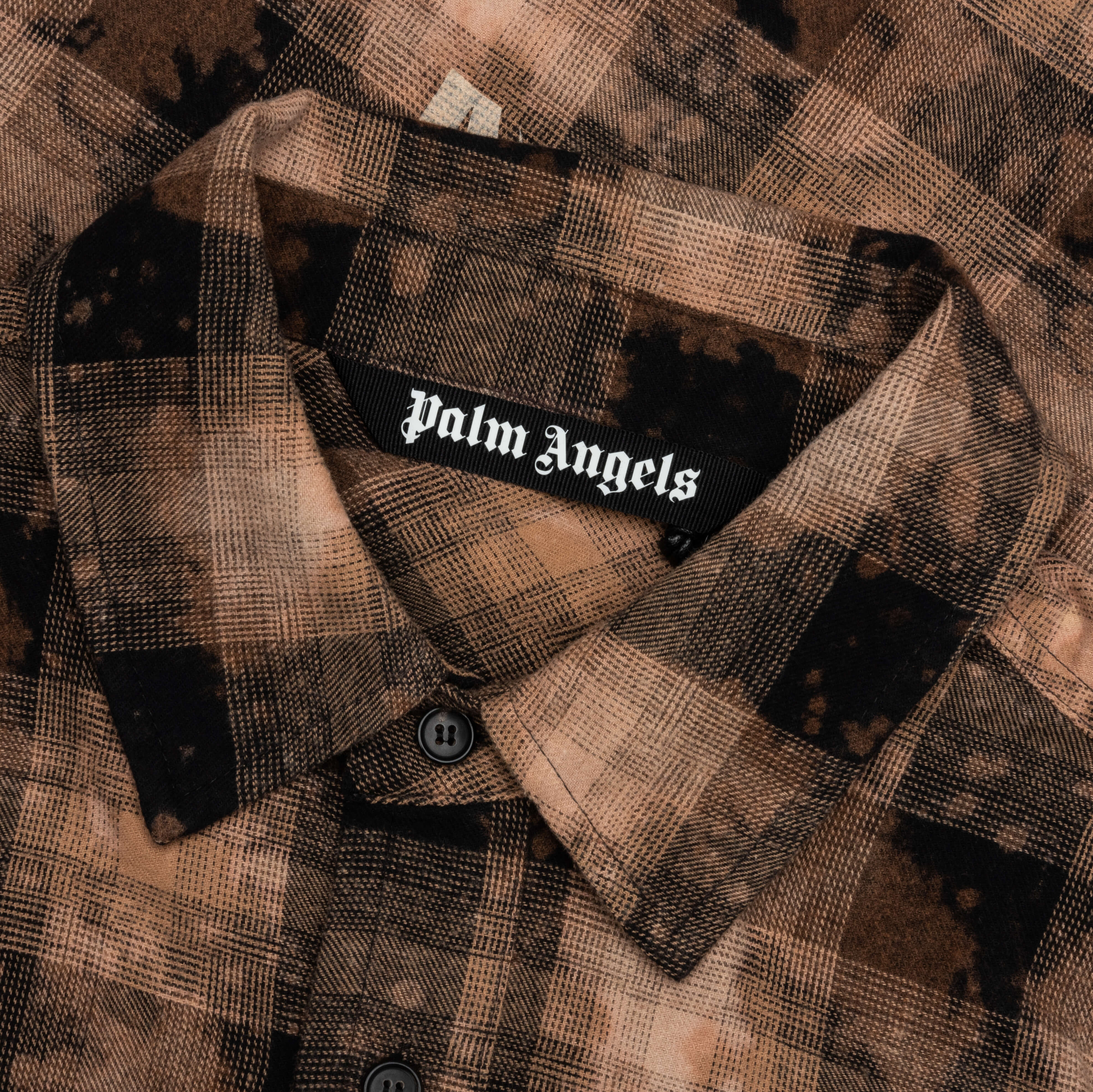 Curved Logo Check Shirt L/S - Brown/Off-White - Image 3