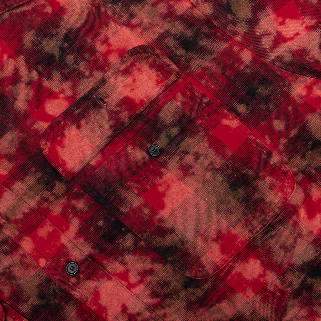 Curved Logo Check Shirt L/S - Red/Off-White - Image 3