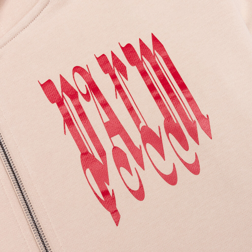 Gothic Logo Zipped Crew - Light Beige/Red - Image 3