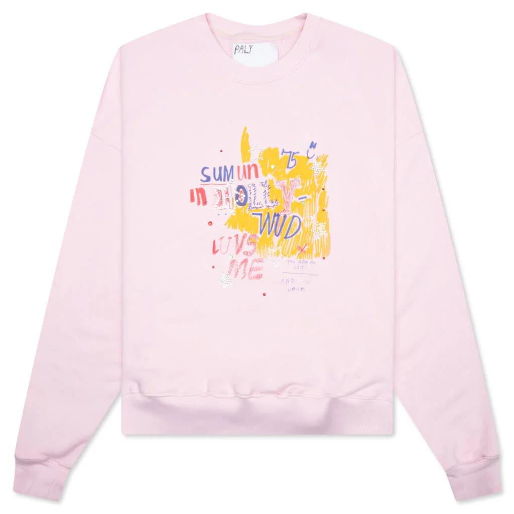 Sum One in Hollywood Luvs Me Crewneck Sweatshirt - Pink