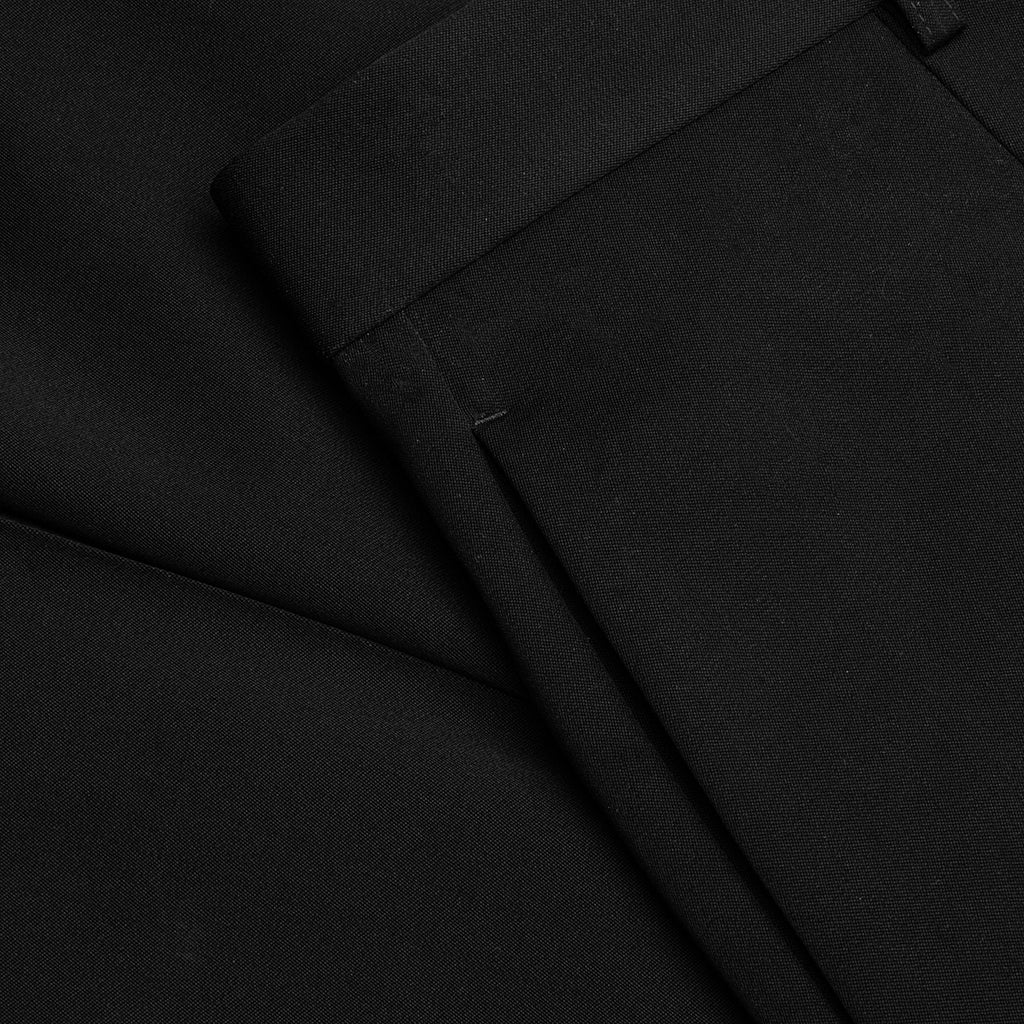 Wide Leg Gabardine Wool Trousers - Black - Image 4