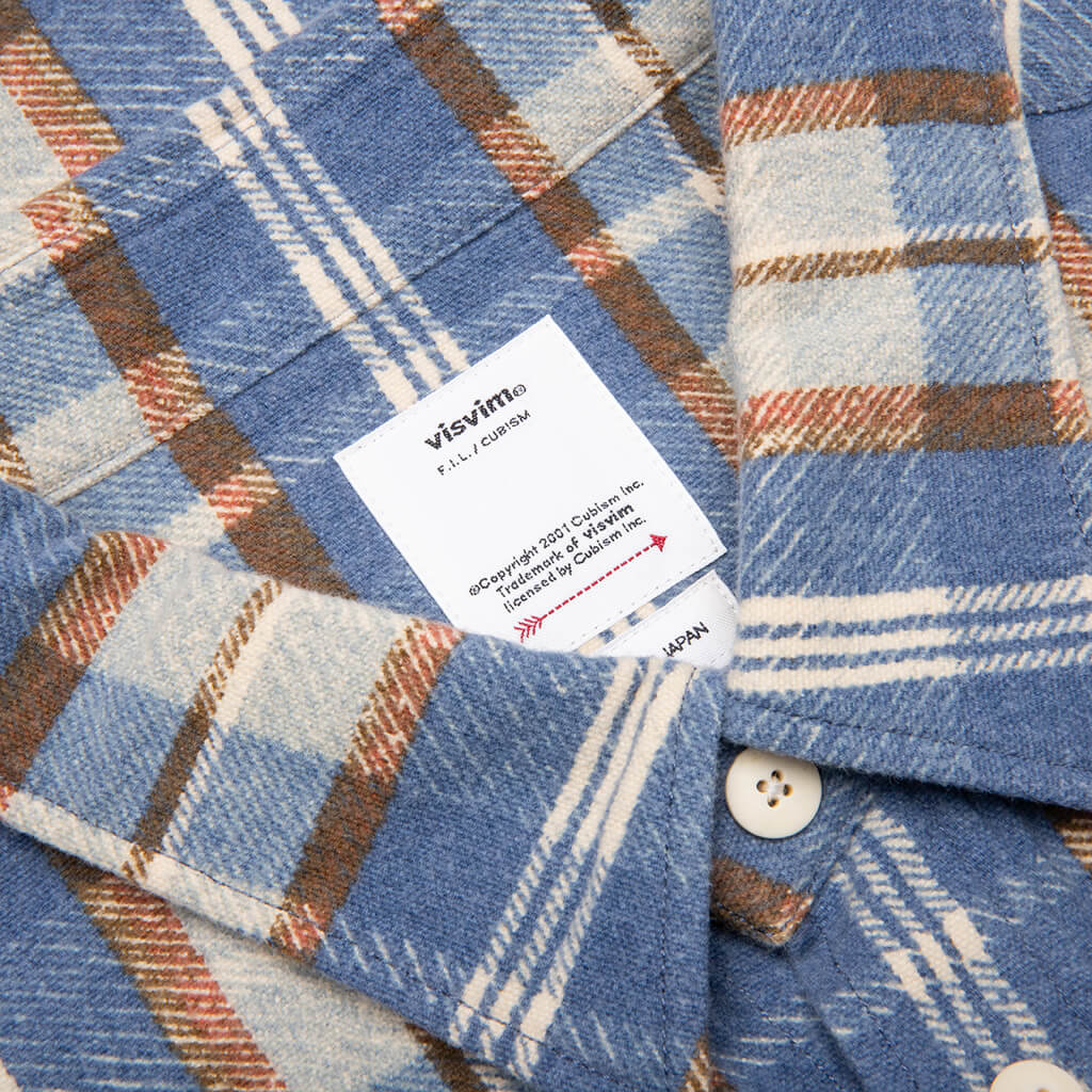 Pioneer Khadi Check Shirt L/S - Blue - Image 3