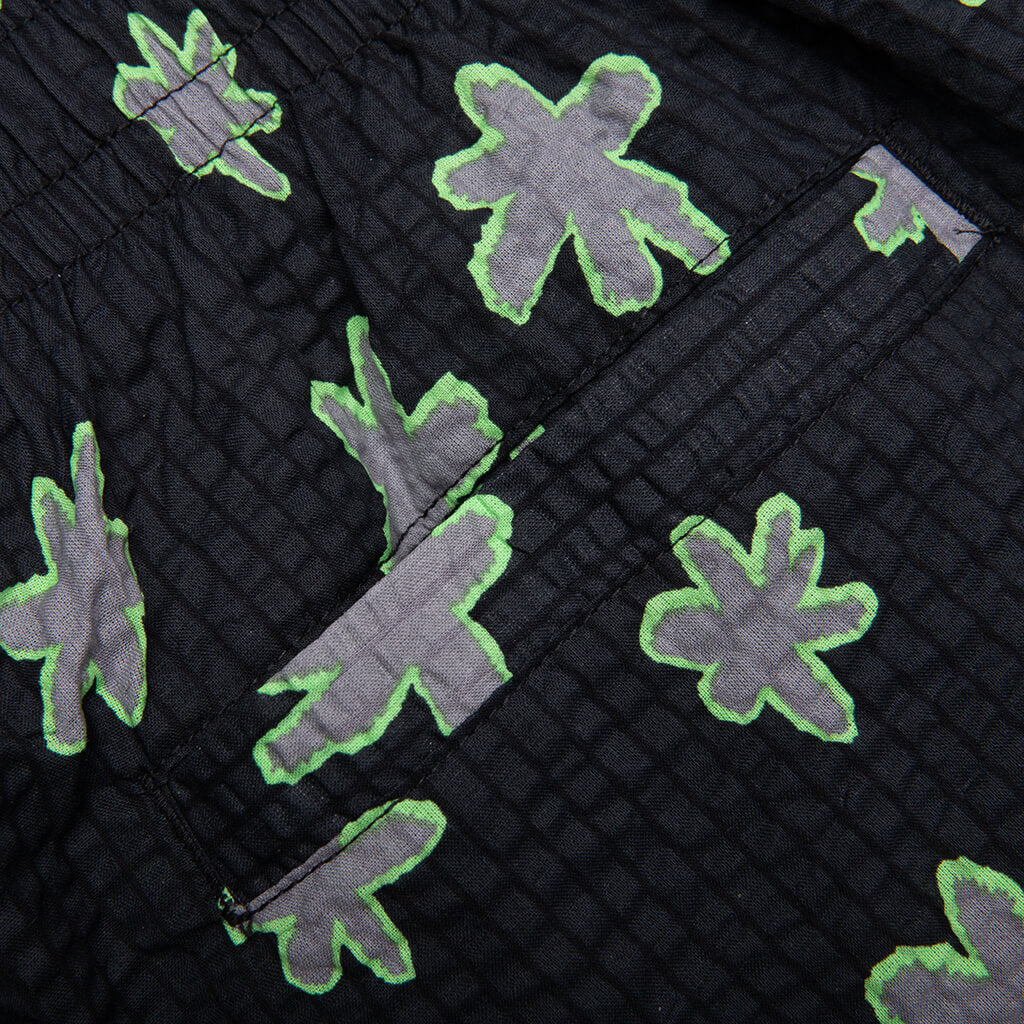 Floral Seersucker Shorts - Black - Image 4