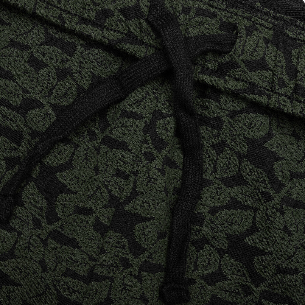 Leaf Jacquard Shorts - Dark Olive - Image 3