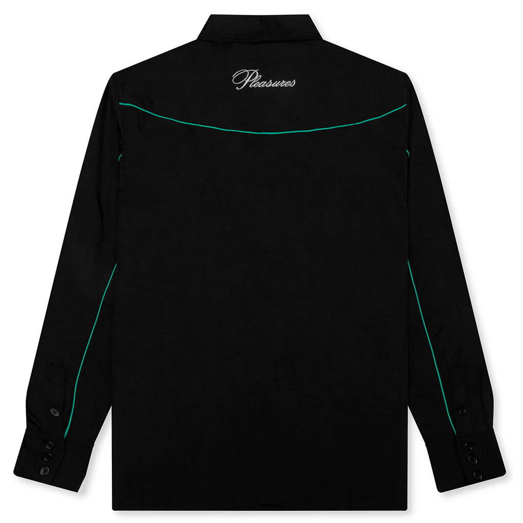 Nylon Western Button Up - Black - Image 2