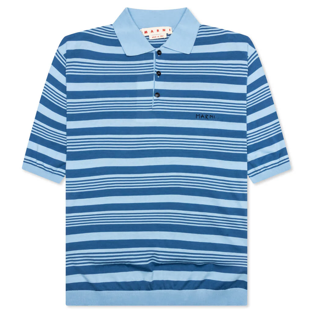 Mixed Striped Polo Shirt - Azure