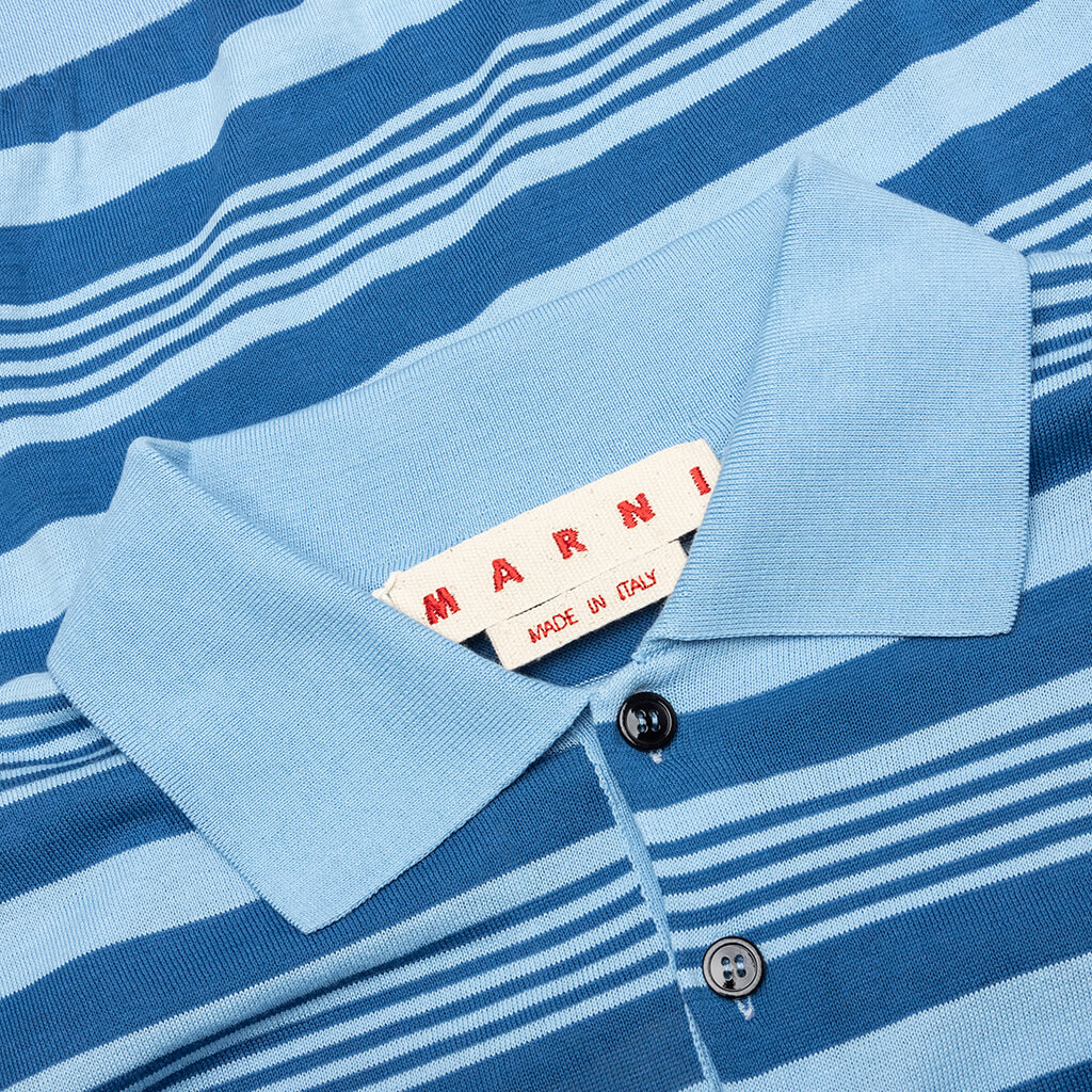 Mixed Striped Polo Shirt - Azure - Image 3