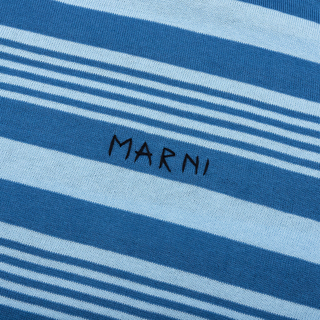 Mixed Striped Polo Shirt - Azure - Image 4